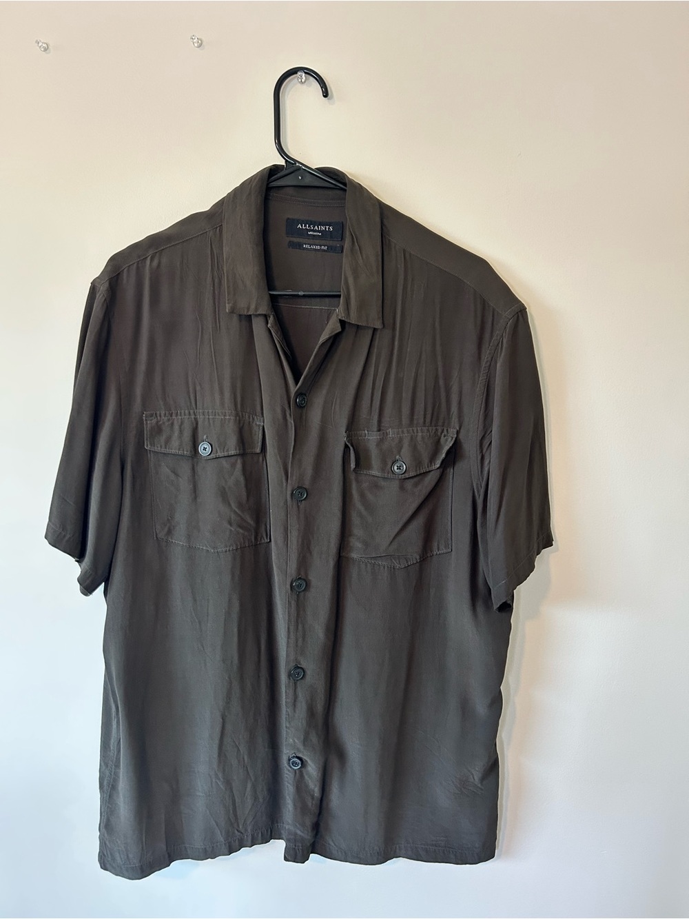 AllSaints Men's Short Sleeve Button-Down Shirt in Black